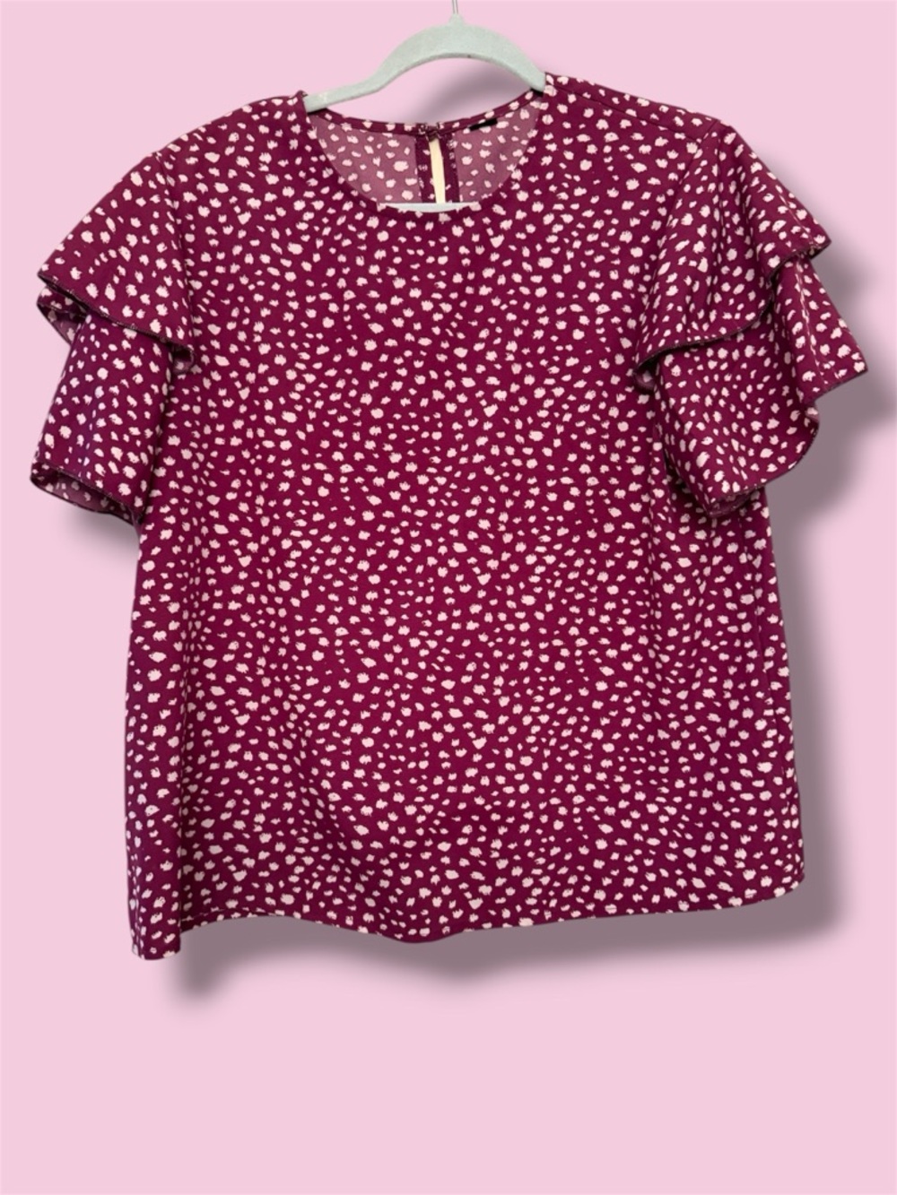 Flutter Sleeve Dot Blouse in Magenta